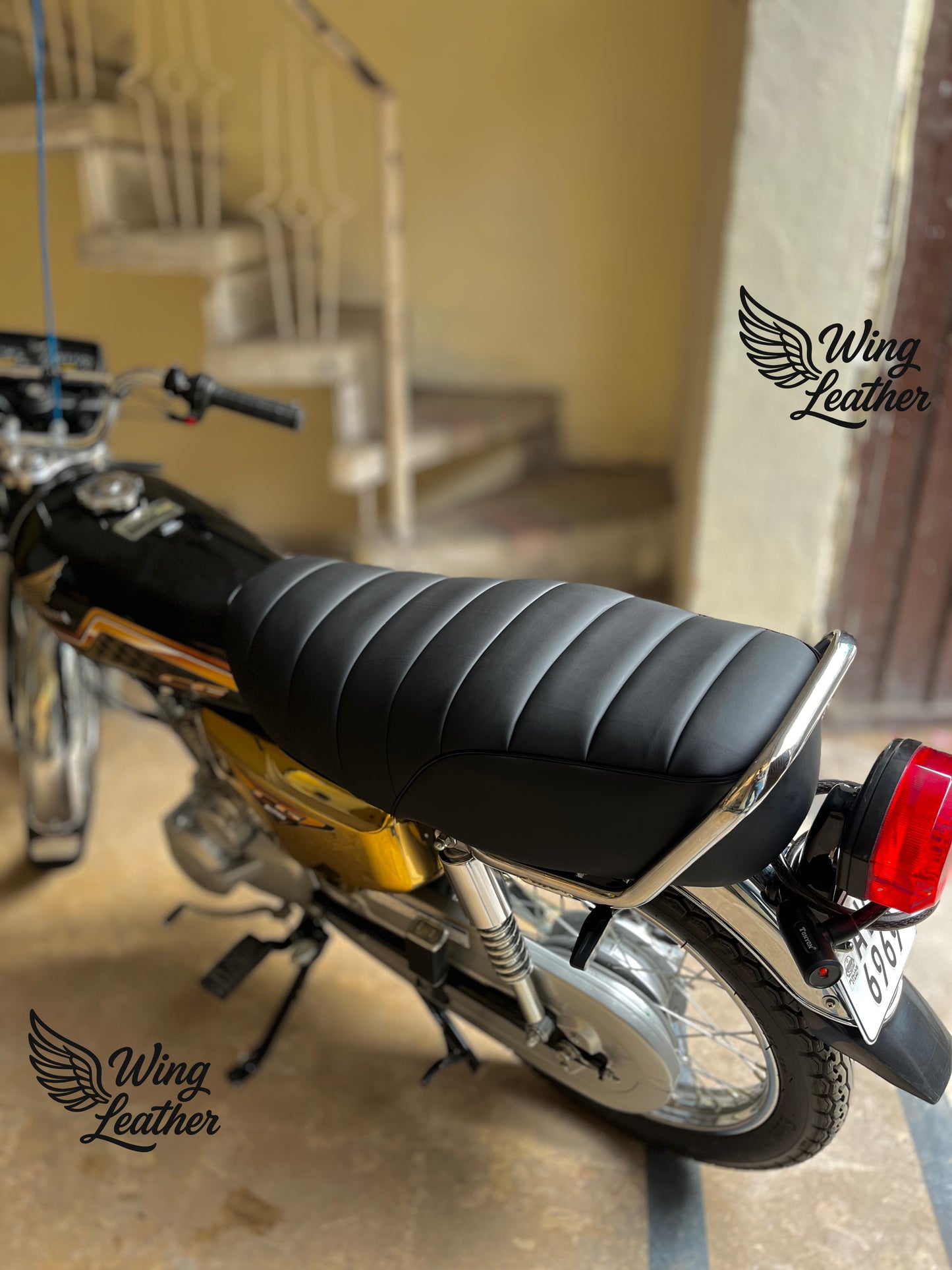 Honda CG 125 Seat Cover with 12mm Foam Padded Japanese Leather