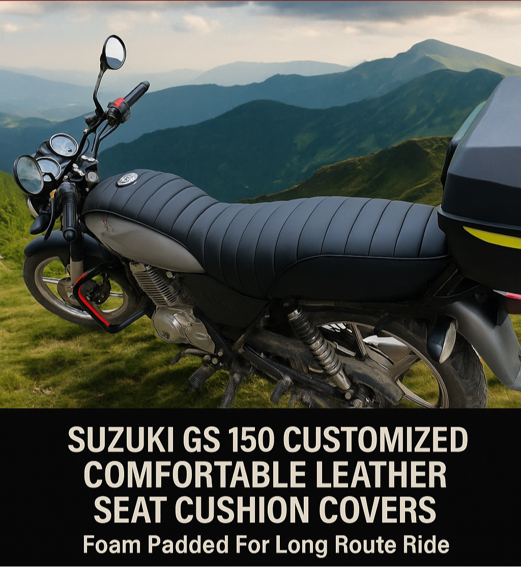 Bike Suzuki Gs150 Foam Padded Leather Seat Cover & Tank Cushion For Kids