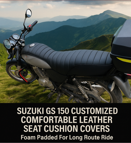 Bike Suzuki Gs150 Foam Padded Leather Seat Cover & Tank Cushion For Kids