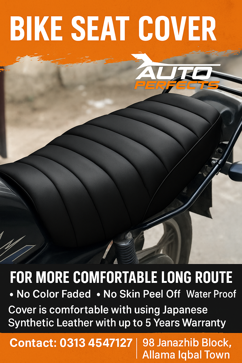 Bike Suzuki Gs150 Foam Padded Leather Seat Cover 12mm foam