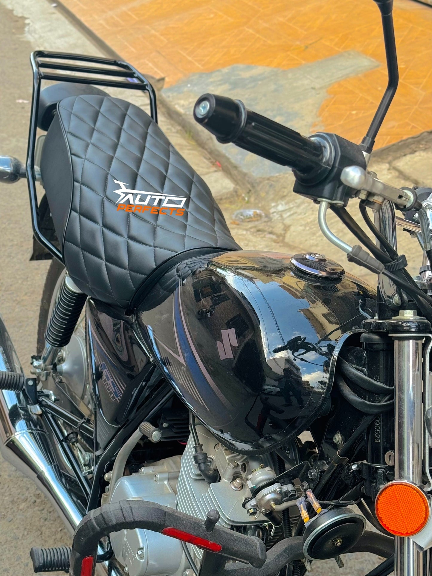 Bike Suzuki Gs150 Foam Padded Leather Seat Cover 12mm foam