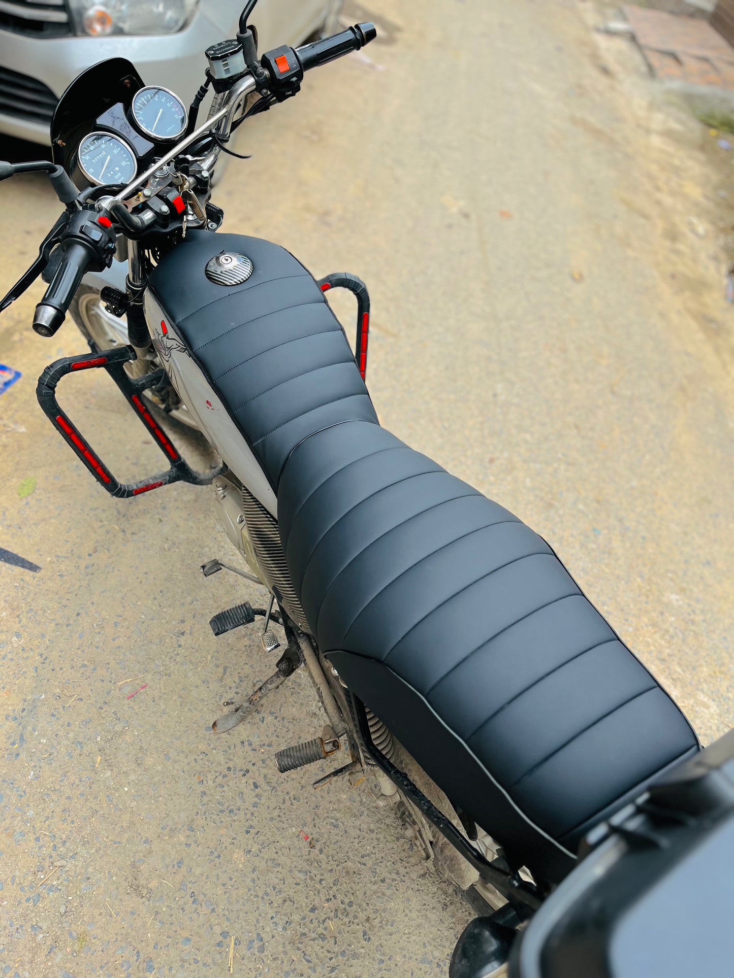 Bike Suzuki Gs150 Foam Padded Leather Seat Cover & Tank Cushion For Kids